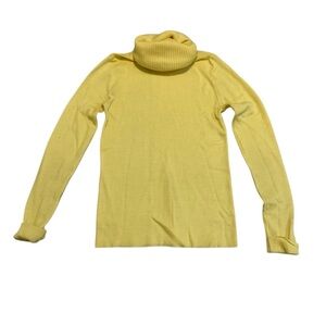 Vintage 70s Ribbed Turtleneck Sweater | Bright Yellow Wool Blend Pullover M